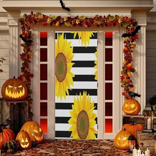 Susiyo Sunflowers Halloween Door Cover 32x79 In