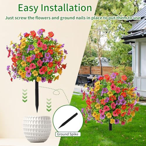 2 Pack Artificial Boxwood Ball Topiary with Ground Spikes