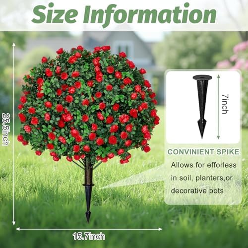 Artificial Red Topiary Ball Trees 2 Pack UV Resistant