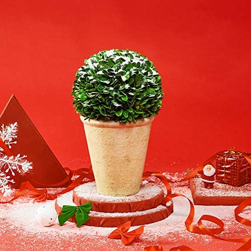 Real Preserved Boxwood Evergreen Potted Tree Globe Topiary 11 Inches