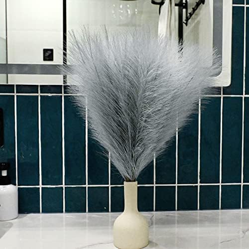 6 PCS Faux Pampas Grass Arrangement Grey 1