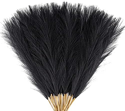 Black Faux Pampas Grass 30 Pcs 17 Inch Boho Decor