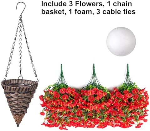 HyeFlora Artificial Hanging Flowers with Basket