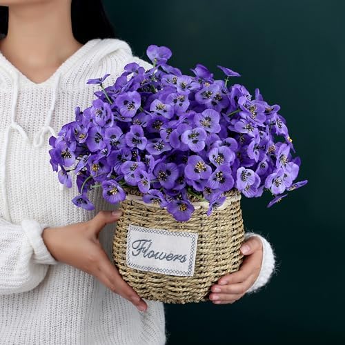 SITUMEIZI 12 Piece Purple Artificial Pansy Flowers