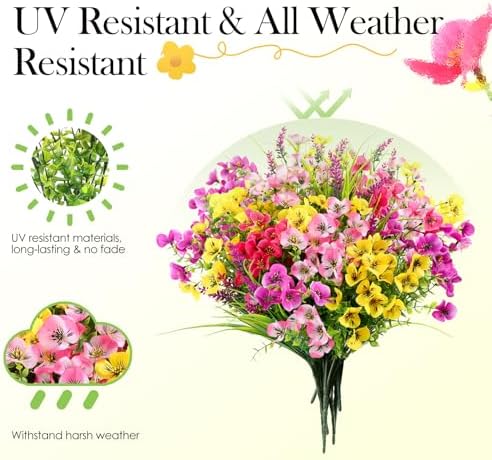 XYLENCO 15PCS Artificial Flowers for Outdoor and Indoor Use