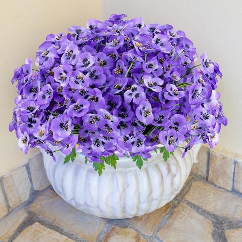 SITUMEIZI 12 Piece Purple Artificial Pansy Flowers