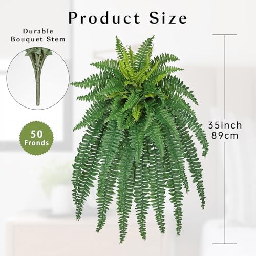 GnFlus 35 Inch Artificial Boston Fern Plants