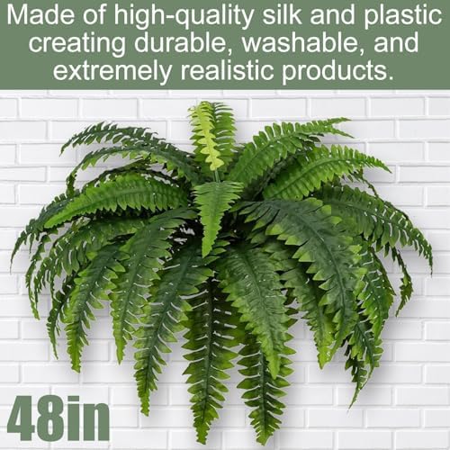MDAL Large Artificial Boston Fern Bush Set of 2 48 Inch