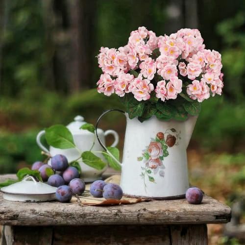 8 Pcs Artificial Geraniums Pink For Garden Home Decor