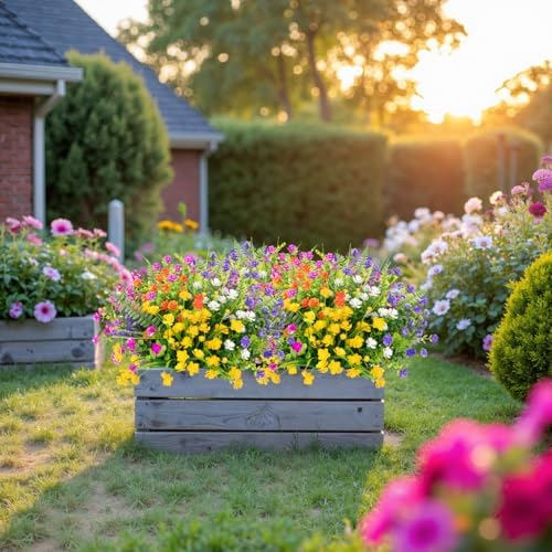 Bassion 20 Bundles Artificial Flowers for Outdoor Decor