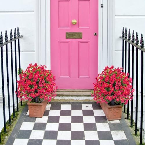 23 Inch Hot Pink Artificial Violet Stake Flowers