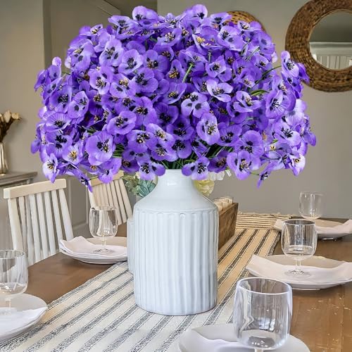 SITUMEIZI 12 Piece Purple Artificial Pansy Flowers