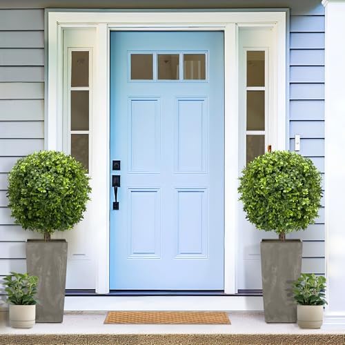 UV Resistant Artificial Boxwood Trees Set of 2 24 Inch