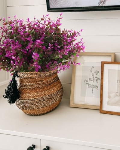 RECUTMS Artificial Flowers 8 Bundles Faux Fuchsia Eucalyptus