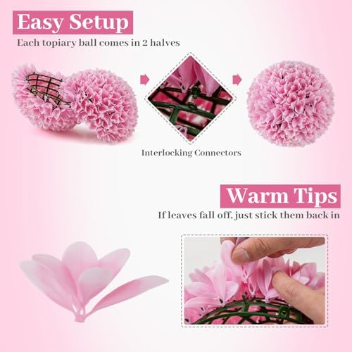 Goplus 11 Inch Artificial Topiary Balls Set of 2 Pink