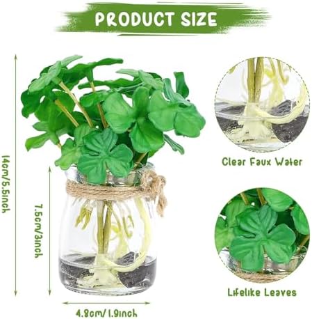 Lovmeety Mini Fake Plants Glass Vase Artificial Decor