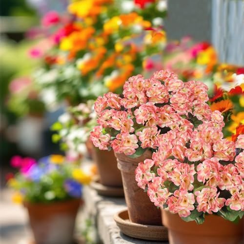 3 Pcs Artificial Geranium Flowers for Outdoor Decor
