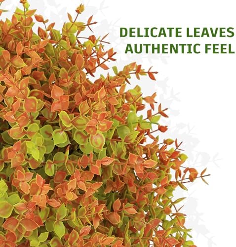Artificial Fall Boxwood Plants Set of 2 UV Resistant Outdoor Topiary Trees