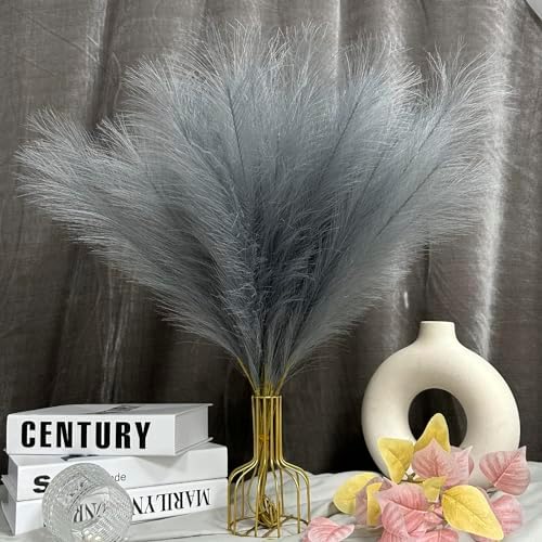 U-LIAN 12PCS Grey Faux Pampas Grass 24 Inch Decor