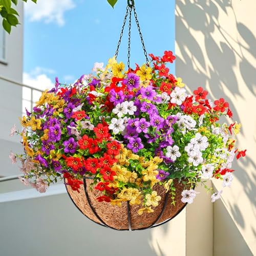 24 Pcs Artificial Flowers for Outdoor Decor