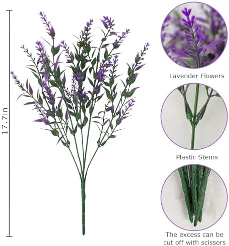Krissing 80-Piece Outdoor Lavender Artificial Flowers
