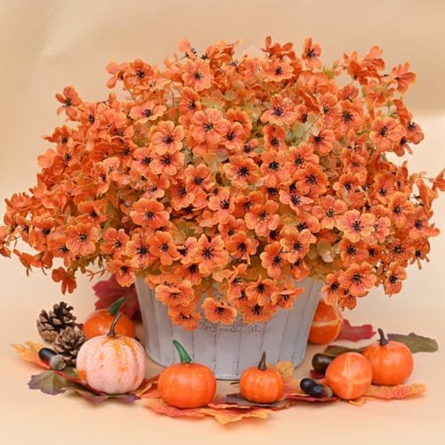 Artificial Fall Mums Flowers 12 Bundles for Porch Patio Hanging Planter
