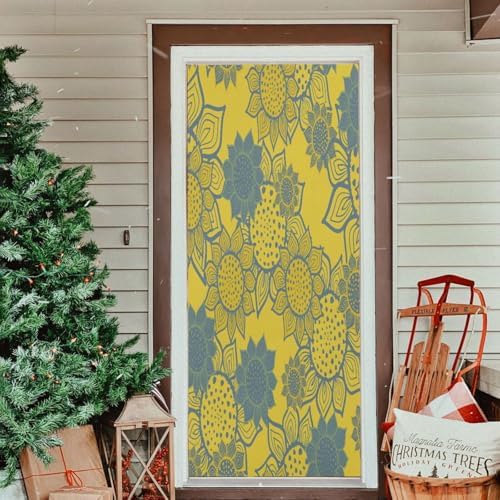 Susiyo Yellow Flower Halloween Door Cover Stretch Fabric