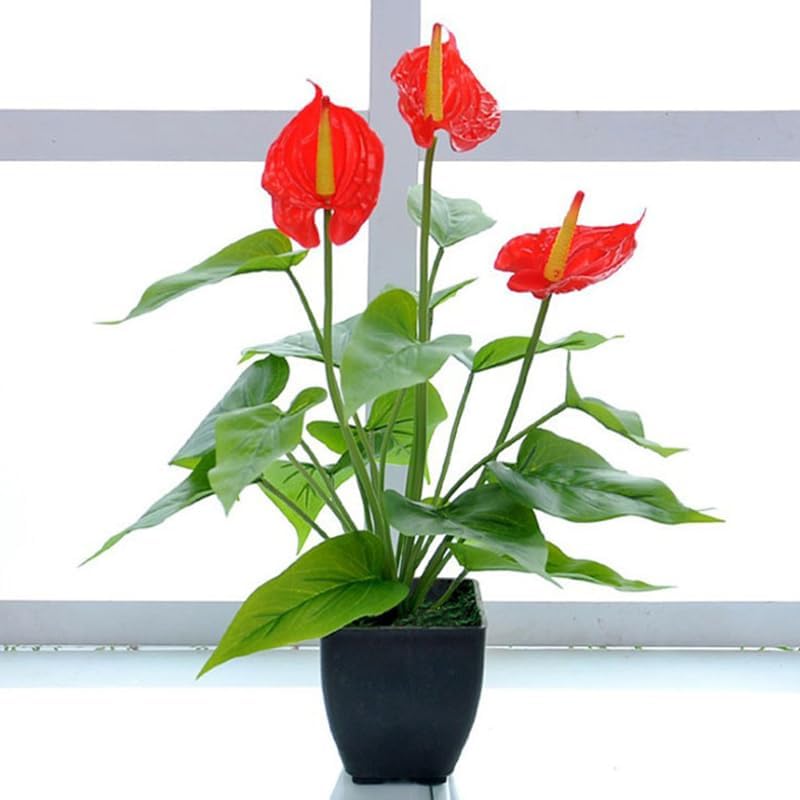 161 Inch Artificial Anthurium Potted Plant Red
