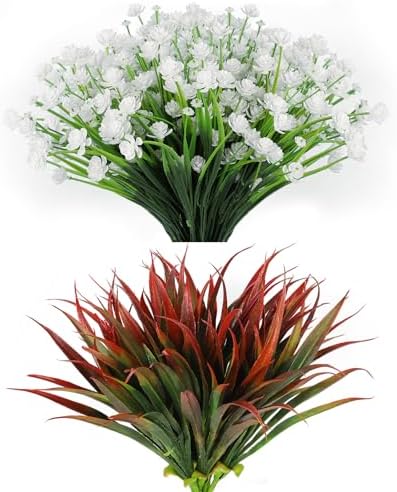 RECUTMS 12 Bundles Artificial Flowers UV Resistant