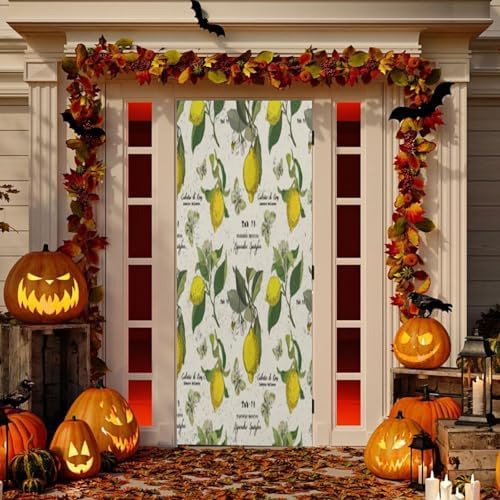Susiyo Flower Leaves Lemon Halloween Door Cover