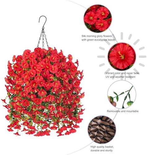 HyeFlora Artificial Hanging Flowers with Basket