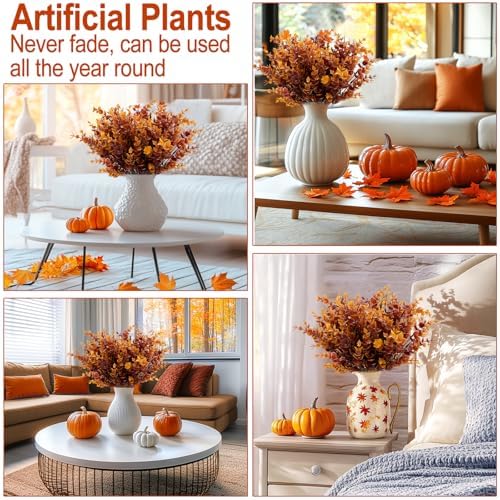 12 Bundle Artificial Fall Flowers Brown Eucalyptus