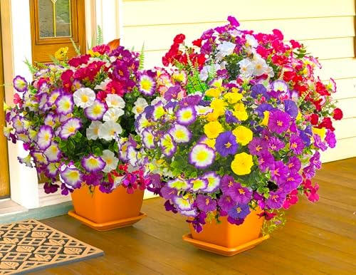 TSTWETO Artificial Flowers for Outdoors 12 Bundles UV Resistant