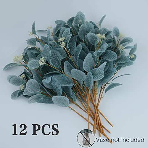 Rosscer 12Pcs Artificial Eucalyptus Stems with Leaves and Berries