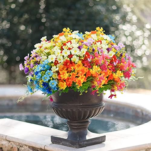 Agusbagli Artificial Flowers Outdoor 12Pcs Daisy Shrub UV Resistant Fake Flowers