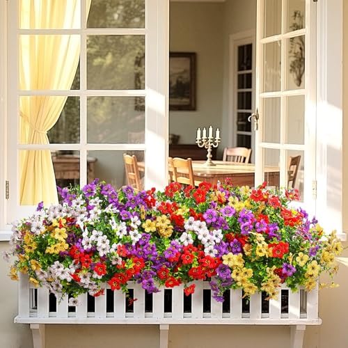 24 Pcs Artificial Flowers for Outdoor Decor