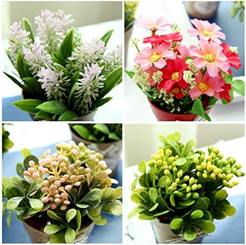 LUEUR Set of 6 Artificial Flowers with Vase