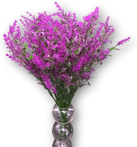 Red Artificial Lavender Flowers 8 Bundles UV Resistant Hanging Planter Fence Bouquet Filler