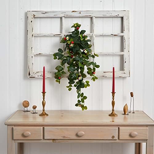 Nearly Natural 31in Strawberry Hanging Bush Set of 2