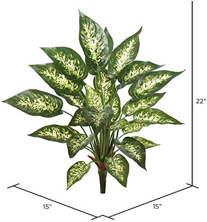 Vickerman 22 Inch Artificial Green and White Dieffenbachia Bush