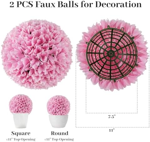 Goplus 11 Inch Artificial Topiary Balls Set of 2 Pink