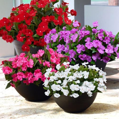 Artificial Impatiens Flowers 2PCS Red Outdoor Indoor Decor