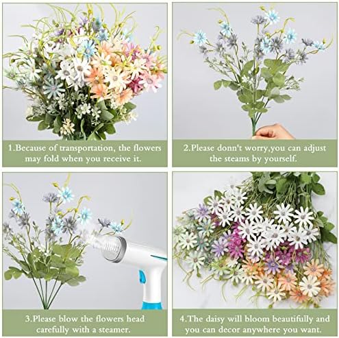 AmyHomie 6 Bundle Artificial Wildflowers with Daisies