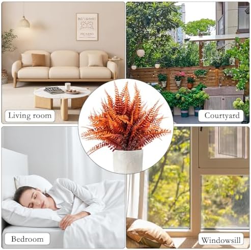 FineInno 12 Pcs Artificial Boston Ferns for Garden Decor