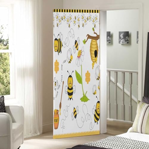 Susiyo Bees Flowers Halloween Door Cover 32x79 Inch