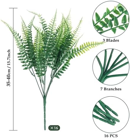 ZERRO 16 Piece Artificial Boston Fern Set