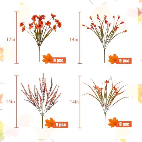 Uieke 36PCS Artificial Mums Fall Decor for Outdoor