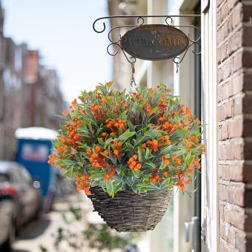 10 Bundles Artificial Orange Flowers UV Resistant Outdoor Decor