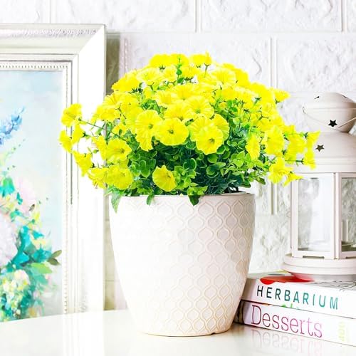 DRT DERUITAI UV Resistant Artificial Yellow Flowers 20 Bundles