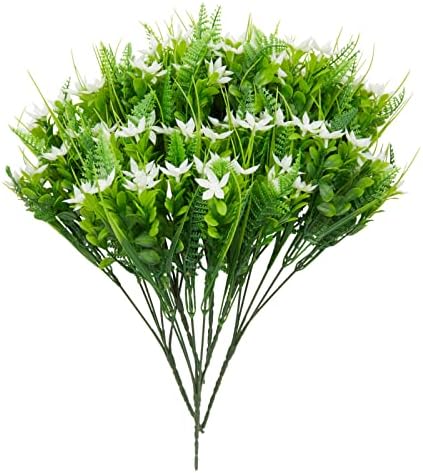 Bright Creations White Artificial Flowers with 2 Cone Vases for Cemetery
